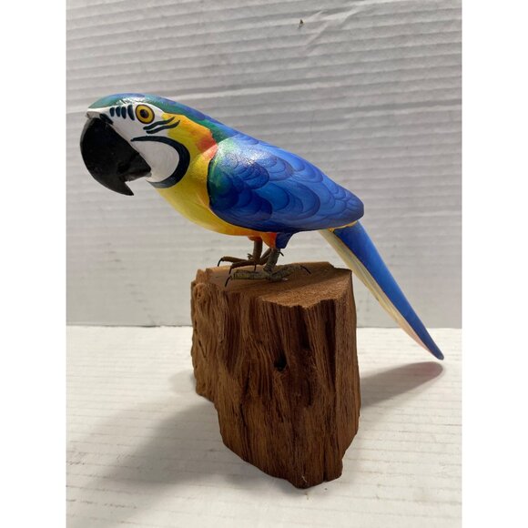 Vintage Brazilian Hand- Crafted Parrot 11" Marked - Picture 1 of 16